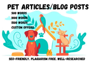 write pet articles blog posts for dogs and cats