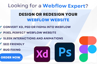 expertly design or redesign webflow website, convert figma to webflow
