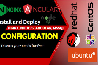 configure nginx, apache, jboss, mssql angular nodejs netcore