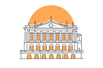 draw flat line building or construction illustration