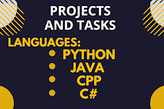 write your java, c, cpp, python assignments, projects codes