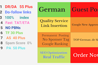 do german guest post with  60 da plus authority and do follow