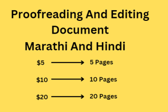 proofread and edit marathi or hindi document in 12 hours
