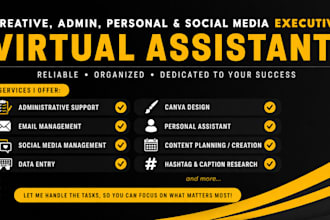 executive virtual assistant, general VA personal assistant, social media manager