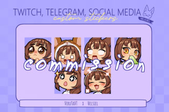 create custom anime sticker or twitch emotes or sub badges