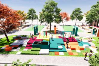 do 3d modelling playground, citypark, sports facilities and dog park