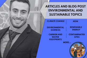 write environmental and sustainability articles, blogs, etc
