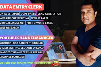 be data entry clerk data scraper web scraper video editor and channel manager