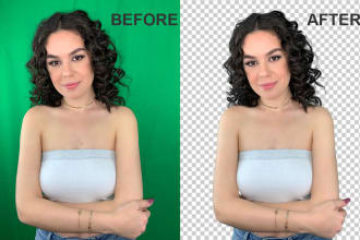 professionally background remove, hair mask, green screen photo