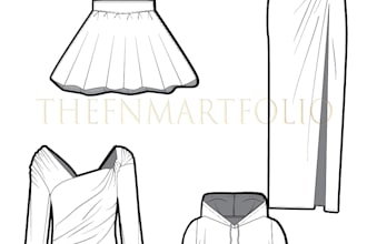 professional fashion technical flat sketches