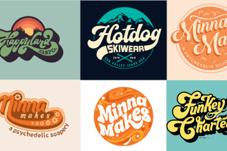 design groovy 70s retro vintage hipster and typography logo design