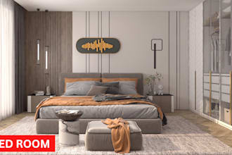 interior design for living room, kitchen, office and bedroom with VR