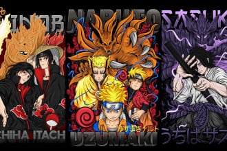 costum design japanese anime manga art for tshirt design