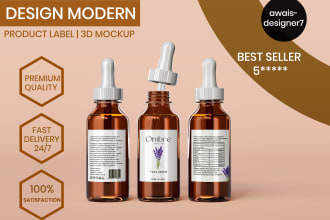 design modern product label and 3d mockup