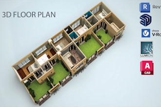 make 3d floor plan, sketchup and 3d rendering in lumion ,vray