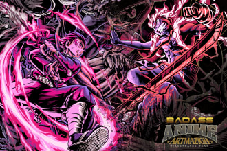 draw your idea in badass anime, manga and comic character