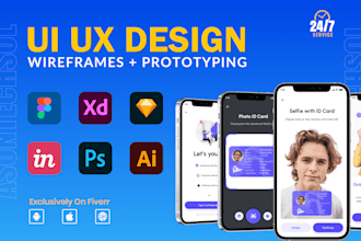 design wireframes, UI UX design, and prototypes using figma