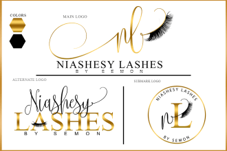 3 feminine signature beauty, nails, eyelashes, cosmetics, hair, spa logo design