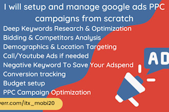 setup and manage google ads PPC campaigns from scratch