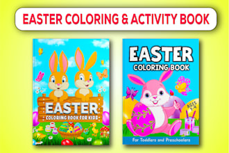 design easter kids coloring book, activity book, workbook for KDP