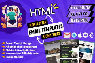 build and design responsive HTML email template newsletter and upload on server
