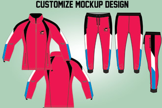 tracksuit or hoodie mockup design for sportswear clothing brand