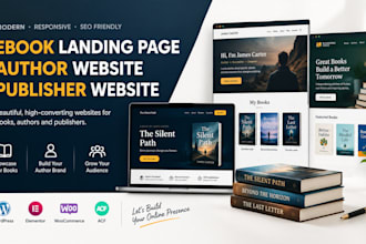 design ebook landing page, author website, publisher website