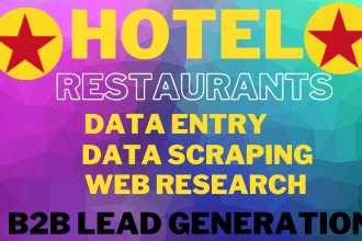 do email list, restaurants, hotels data entry, web scraping