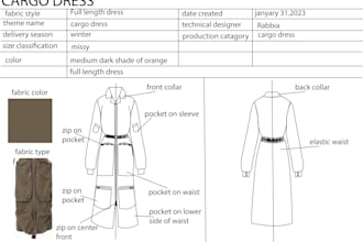 create professional fashion tech pack and technical drawing
