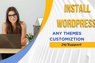 install wordpress, setup with free paid theme