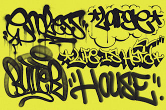 create handstyle tags and throw up graffiti design