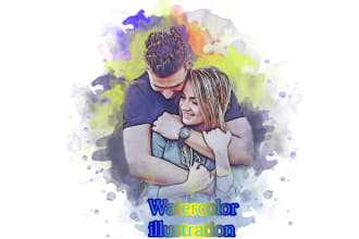 do hand draw watercolor illustration and digital paint