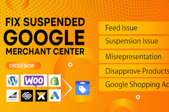 setup google merchant center account, products and fix account suspension issues