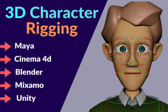 do 3d character rigging for maya, cinema 4d, blender, mixamo, unity