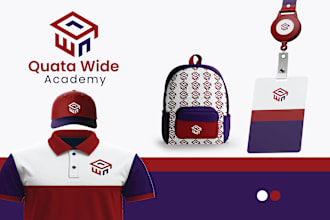 design custom education school college university academy logo with branding kit