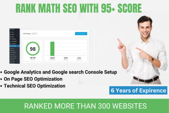 set up rank math SEO plugin with 95 score