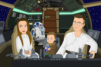 painting a cartoon custom star wars style portrait