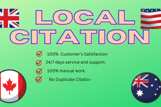create top USA, UK, canada, and australia  local citations