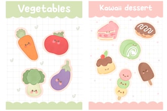 design kawaii cute doodle sticker sheets