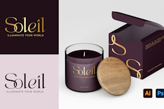 do luxury candle label design, product label, box packaging