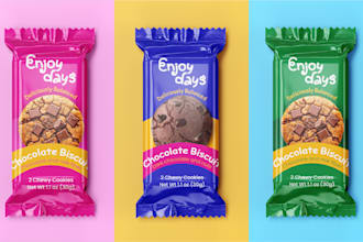 do food packaging design for chocolate, protein bar, snacks, gummies, coffee