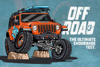 draw vector cartoon car or vehicle illustration for tshirt