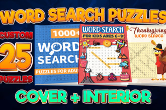 create unique custom word search puzzle activity book for KDP amazon kindle