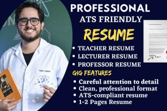 write or edit teacher resume, professor resume, ats CV and cover letter