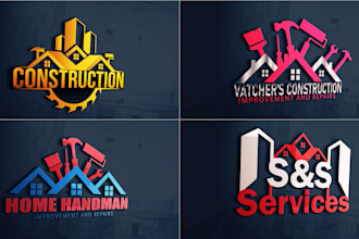 create construction, real estate, commercial, hvac, handyman, business logo 12h