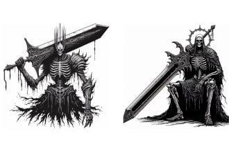 artwork with skull and skeleton style