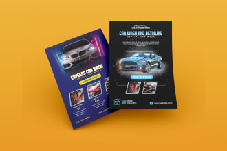 do car wash detailing auto repair servicing flyer price list or leaflet design