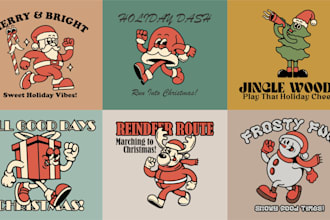 create vintage retro cartoon character illustration