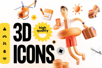 create custom 3d icon for your interface, website, app