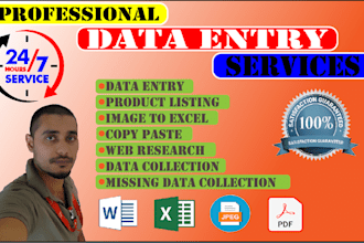 do data entry web research and scraping copy paste in 1 day
